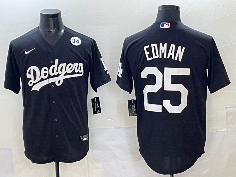 Men Los Angeles Dodgers #25 Edman black Nike MLB jersey style 5->los angeles dodgers->MLB Jersey